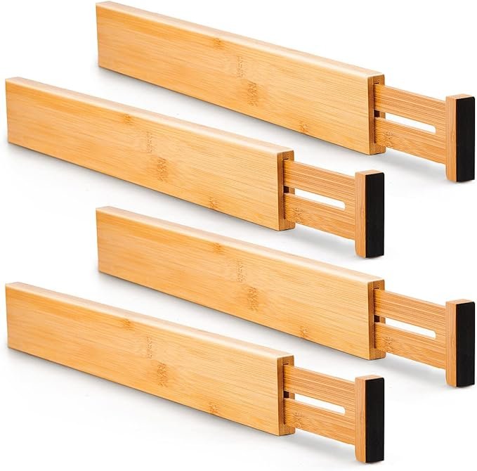 Utoplike 4-piece bamboo kitchen drawer dividers