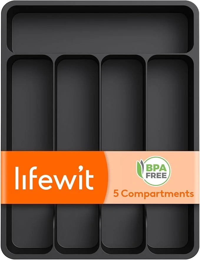 Lifewit five compartment silverware drawer organizer
